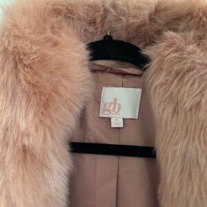 GB girls rose colored faux fur jacket. Would also fit a womans small. Size xl